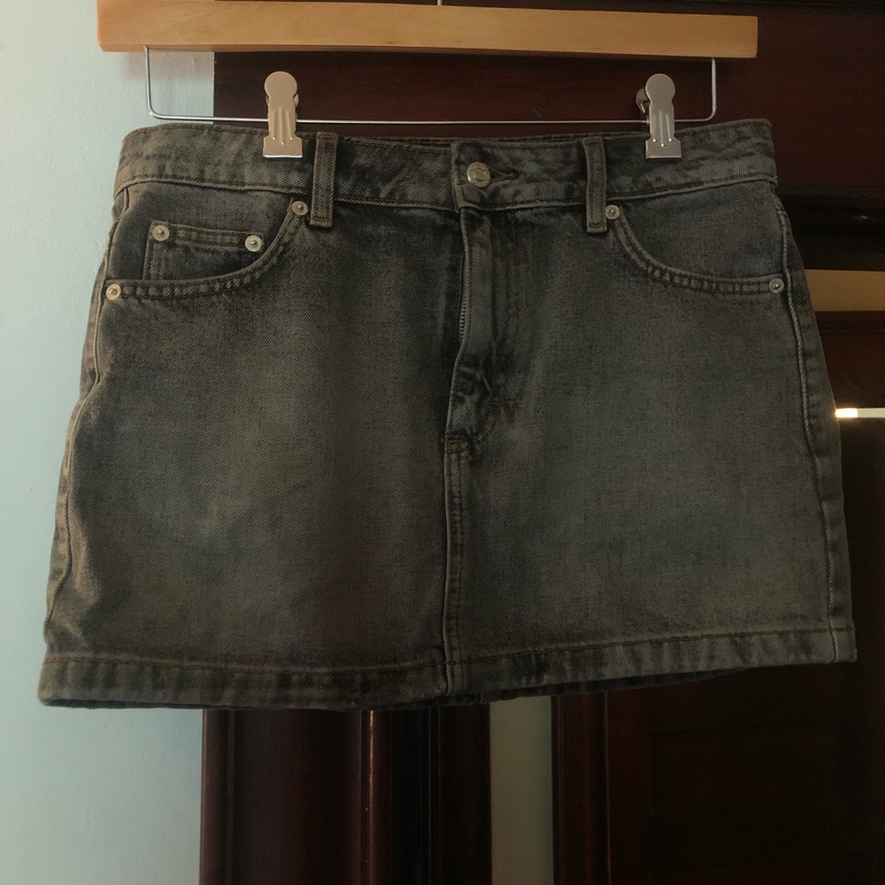 Top Shop Classic Black Denim Mini Skirt 14”